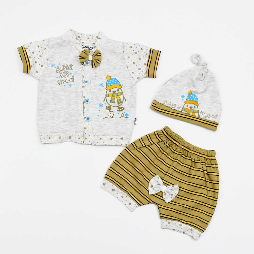 Baby Boys 3 Piece Shirt Shorts and Cap Set