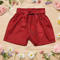 Red striped shorts with a tie waist 