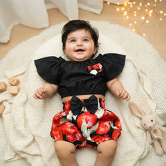 Apple Bloom Off-Shoulder Top & Shorts Set for Girls