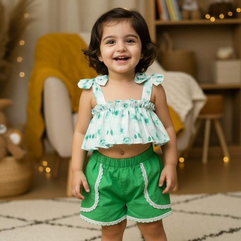 Children's outfit with top, shorts