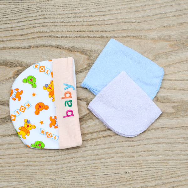 New Born Baby Cap and Face Towel Set