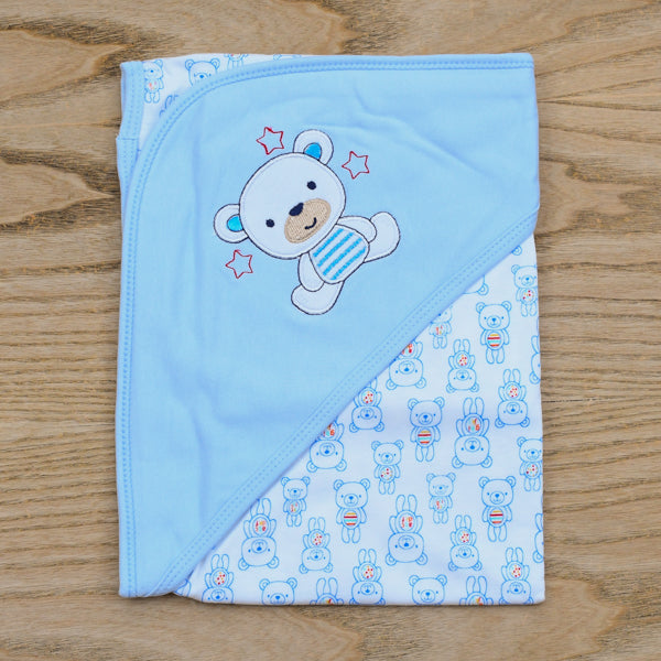 Little Home Teddy Bear Baby Hooded Wrapping Sheet