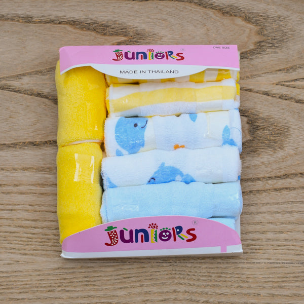 New Born Pack of 8 Multi Design Baby Wash Clothes - Assorted Mix Colors