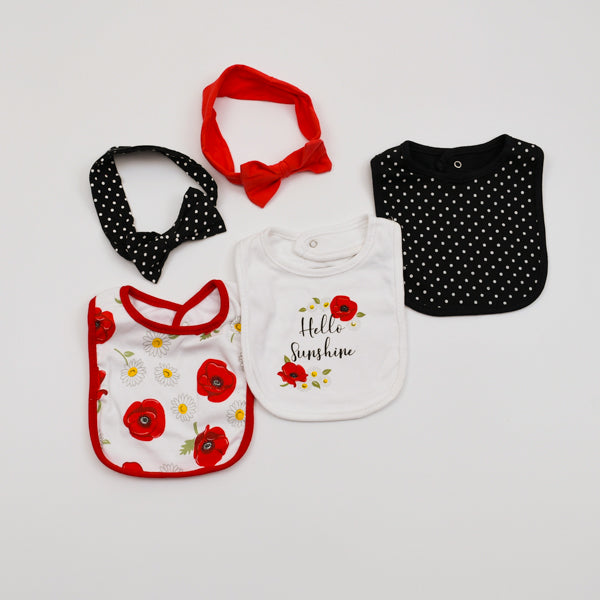 Hudson Baby Sunshine 5-Pieces Bib & Headband Set