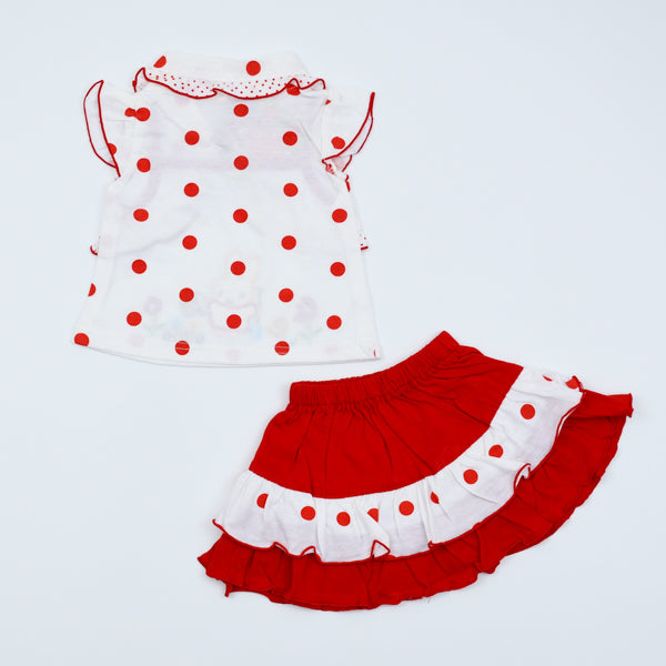 Little Bunny Polka Dots Baby Girls 2-Piece Shirt with Skirt Set