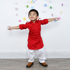 Roll Up Sleeves Boys Kurta Pajama Dress