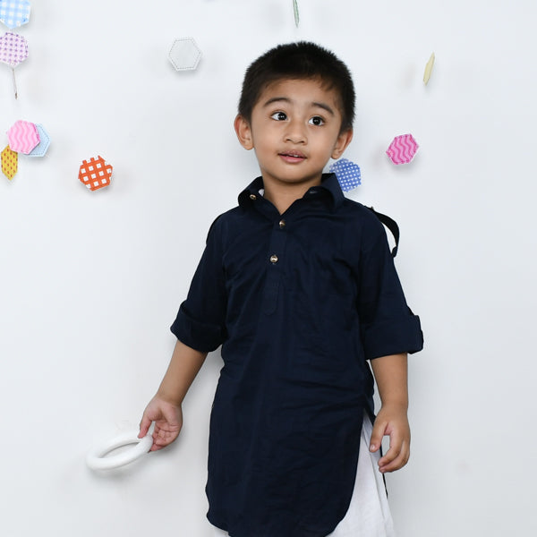 Roll Up Sleeves Boys Kurta Pajama Dress