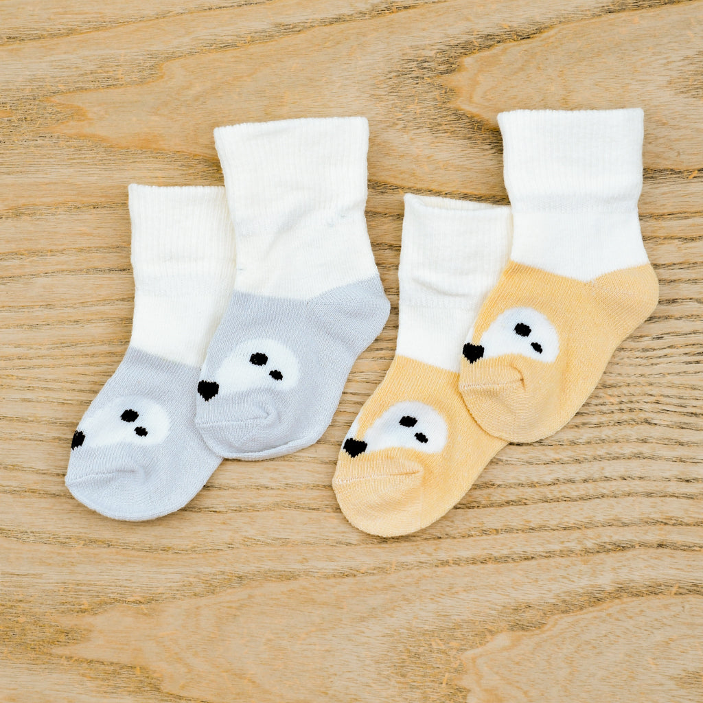 New Born Soft Feel Bear Socks Set