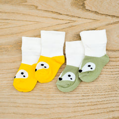 New Born Soft Feel Bear Socks Set