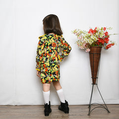 Multi Color Yellow Front Ruffle Frilled Sleeves Top