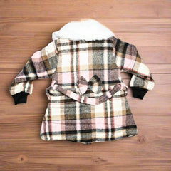 Girl Woolen Fabric Coat with Fur Collar