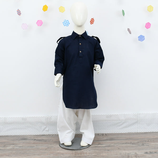 Roll Up Sleeves Boys Kurta Pajama Dress