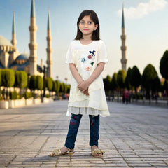 Girls Floral Embroidered Top/Kurti