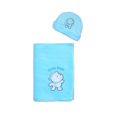 Super Soft Fleece Baby Blanket and Cap Set