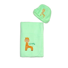 Super Soft Fleece Baby Blanket and Cap Set