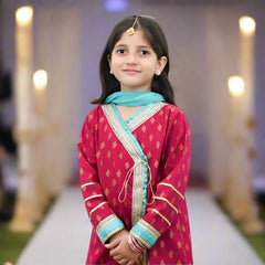 Girls Angrakha Style Frock, Gharara & Dupata Dress