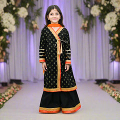 Girls Angrakha Style Frock, Gharara & Dupata Dress