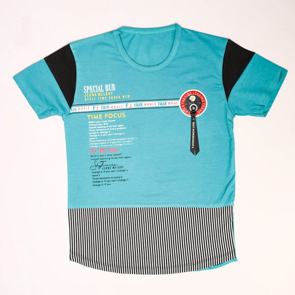 Boys Round Neck Time Focus Half Sleeves T Shirt