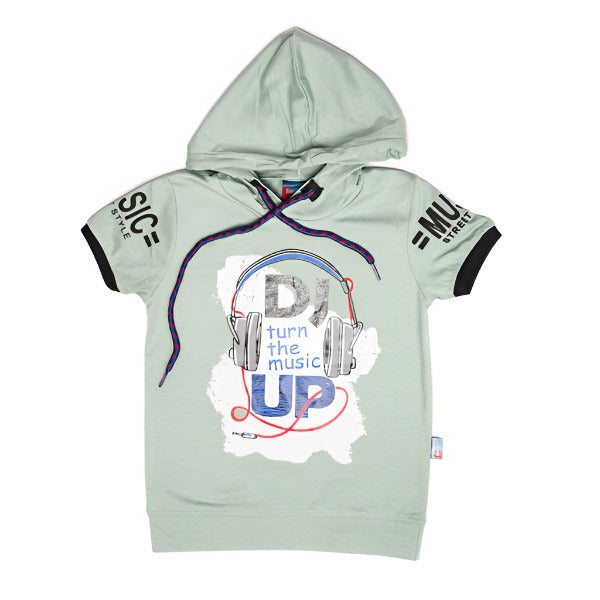 Boys DJ Music Half Sleeves T Shirt with Hood