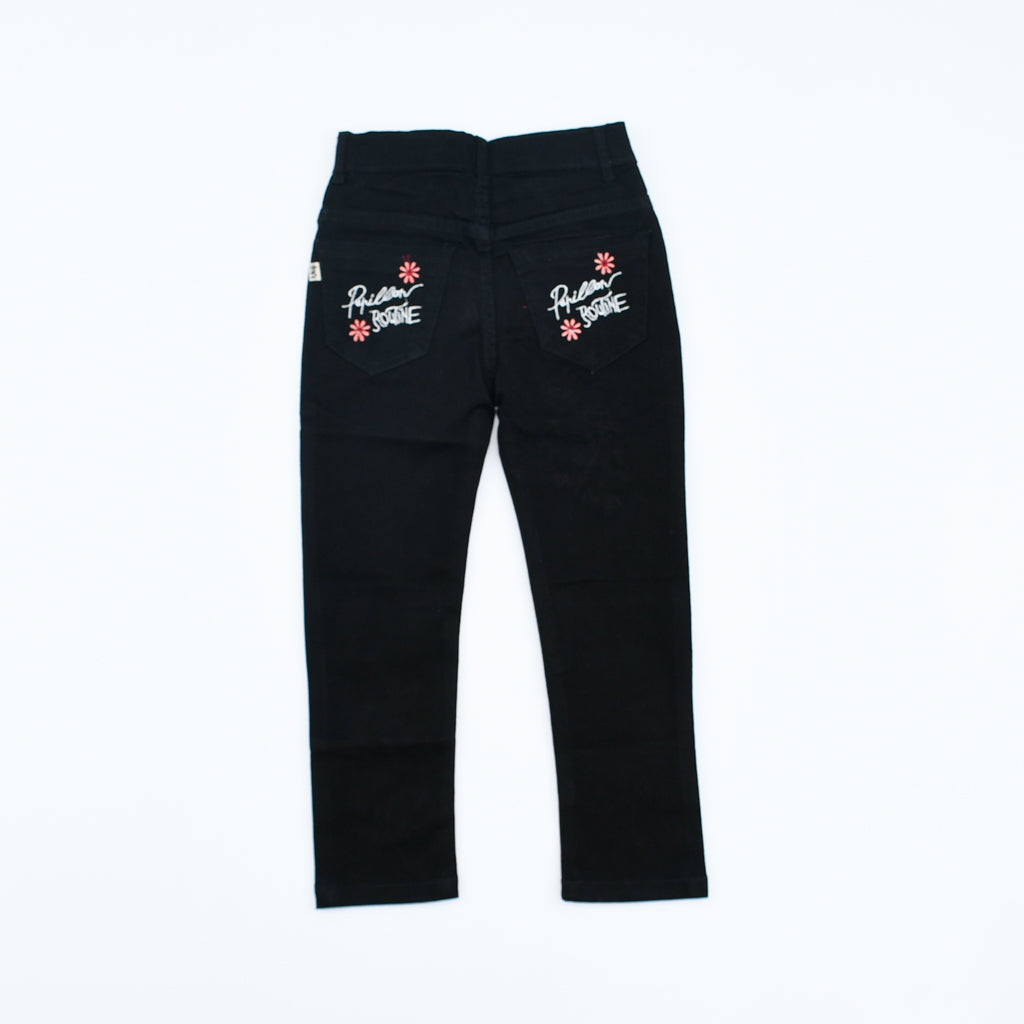 Girls Floral Embroidered Jeans Pants