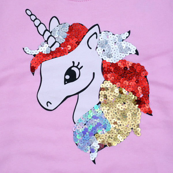 Unicorn Sequin Pattern Girls Sweatshirt