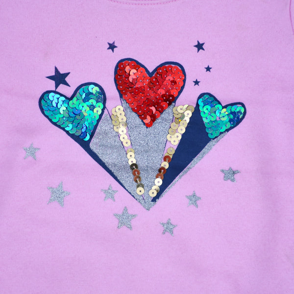 Hearts & Stars Sequin Pattern Girls Sweatshirt