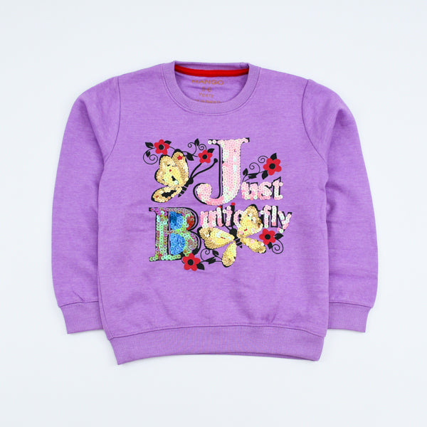 Just Butterfly Sequin Pattern Girls Sweatshirt