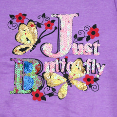 Just Butterfly Sequin Pattern Girls Sweatshirt