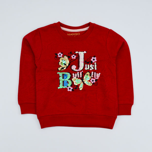 Just Butterfly Sequin Pattern Girls Sweatshirt