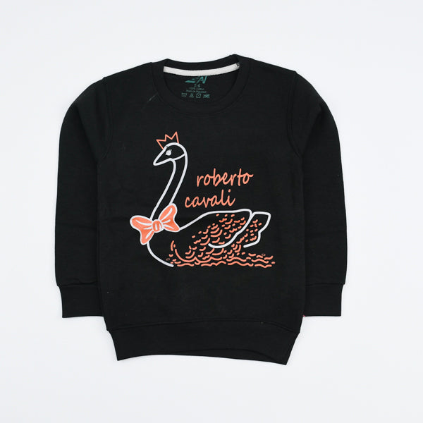 Stylish Swan Printed Pattern Girls Sweatshirt