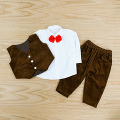 Corduroy 3 Piece Waistcoat Shirt Pants Dress