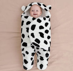 Newborn Baby Receiving Blanket Wearable Cute Bear Swaddle Blanket Flannel Quilted Sleeping Bag