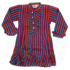 Zigzag Pattern Shirt/Tunic with Frill Work & Plates