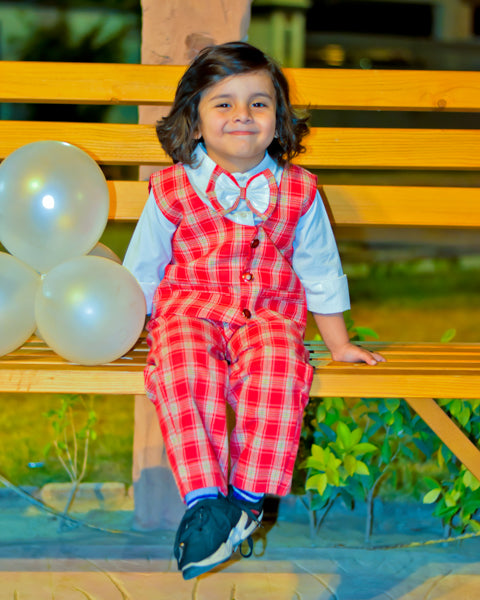 3 Piece Check Shirt Pants Waistcoat Party Wedding Dress