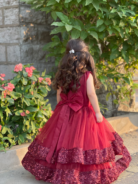 Sleeveless Sequin Full Length Front Back Bows Pageant Frock Maxi