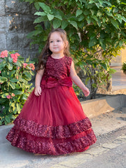 Sleeveless Sequin Full Length Front Back Bows Pageant Frock Maxi