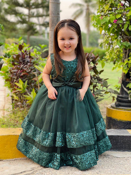 Sleeveless Sequin Full Length Front Back Bows Pageant Frock Maxi