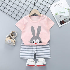 Baby Girl Toddler Girl Little Bunny Character Shirt & Shorts Set – Stylish Summer Outfit for Girls