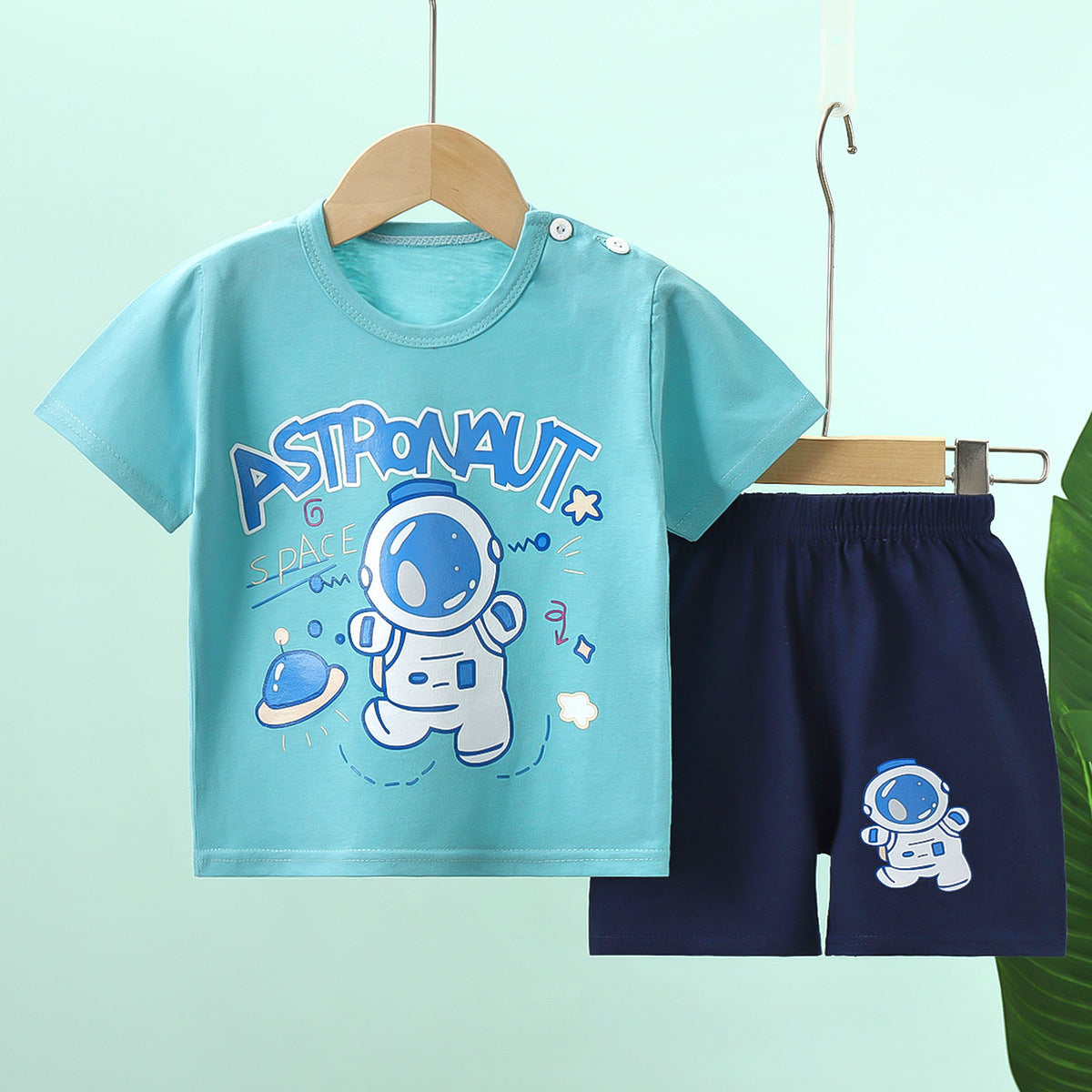 Baby Boy Toddler Boy Astronaut Character Shirt & Shorts Set – Stylish Summer Outfit for Boys