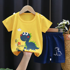 Baby Boy Toddler Boy Happy Dino Character Shirt & Shorts Set – Stylish Summer Outfit for Boys