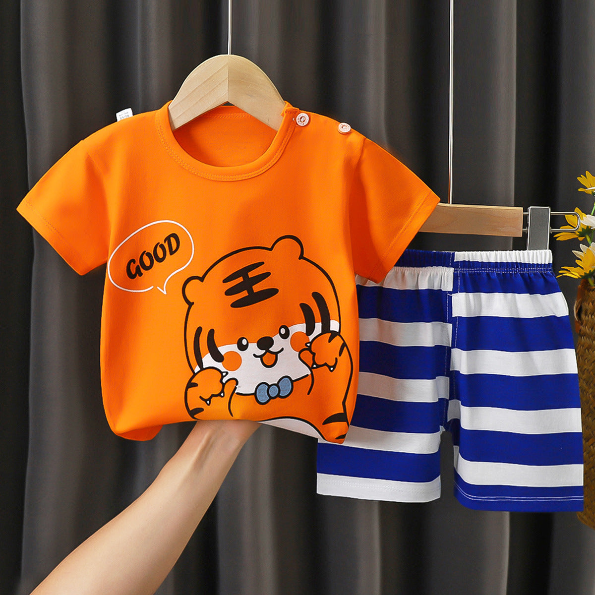 Baby Boy Toddler Boy Funny Baby Tiger Character Shirt & Shorts Set – Stylish Summer Outfit for Boys