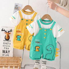 Superior Quality Little Dino 2 Piece Toddler Girl Toddler Boy Shirt Dungaree Short Dress