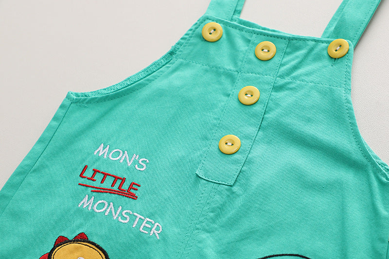 Superior Quality Little Dino 2 Piece Toddler Girl Toddler Boy Shirt Dungaree Short Dress