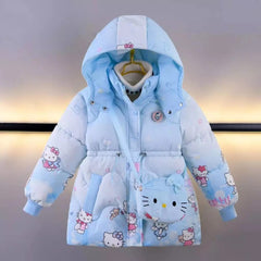 Hello Kitty Hooded Girls Superior Quality Puffer Jacket With Hello Kitty Bag