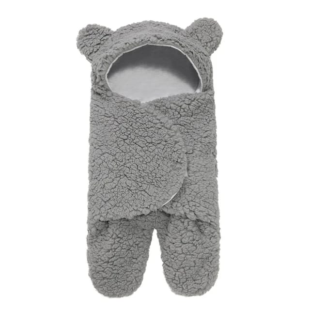 Newborn Baby Receiving Blanket Wearable Cute Bear Swaddle Blanket Flannel Quilted Sleeping Bag