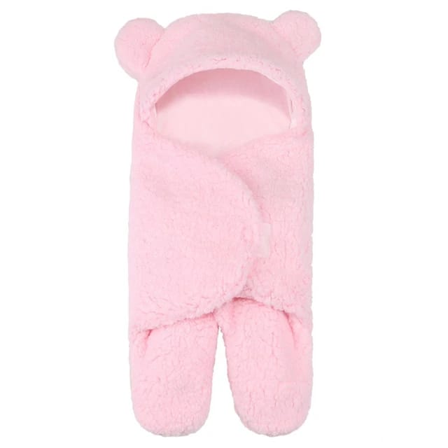 Newborn Baby Receiving Blanket Wearable Cute Bear Swaddle Blanket Flannel Quilted Sleeping Bag