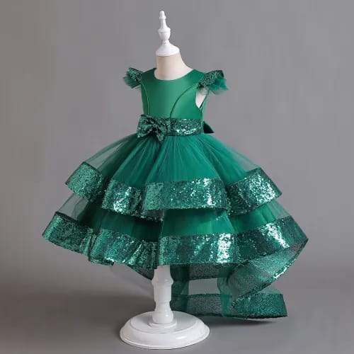 Butterfly Frill Sequin Tail Frock – Elegant Sleeveless Dress for Pageants, Parties & Weddings